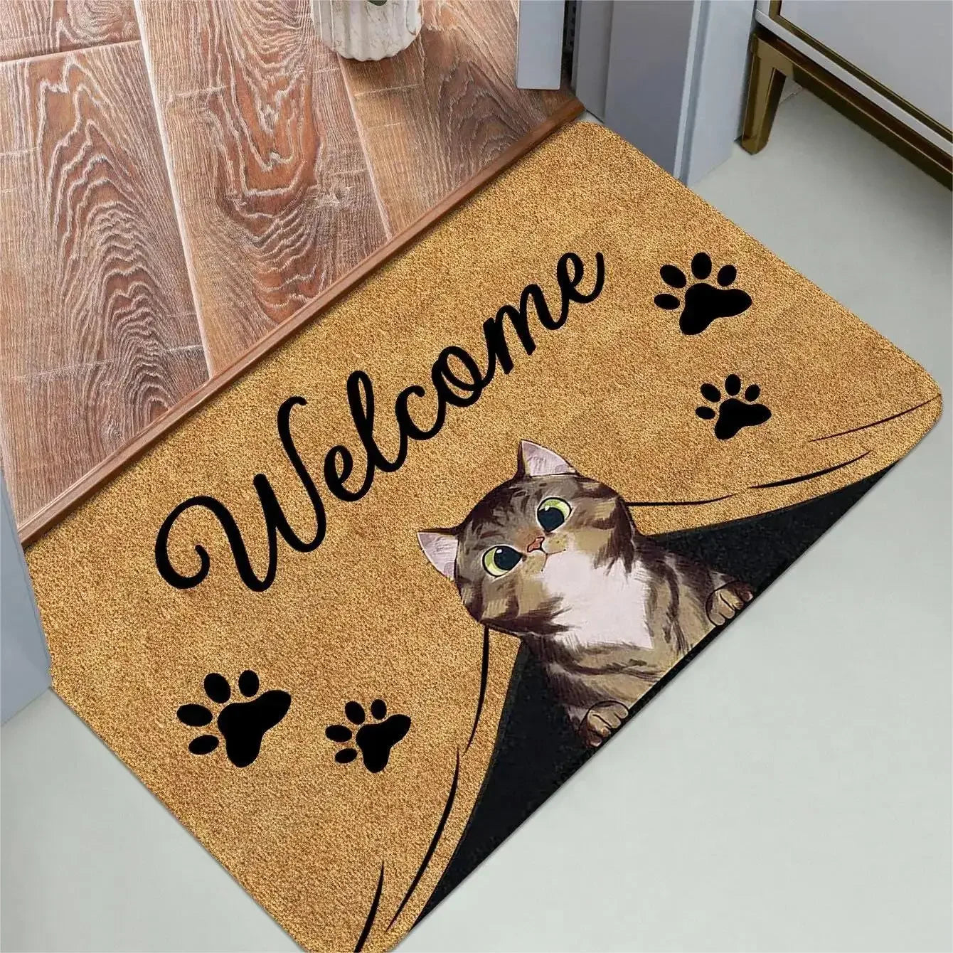Cute cat pattern entrance door mat welcome mat bathroom kitchen non-slip floor carpet washable bedroom home decoration small rug