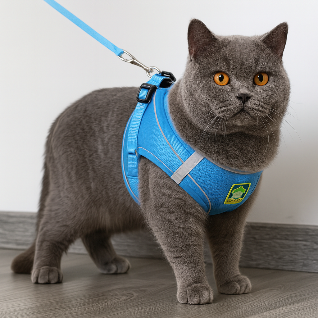 Comfortable padded cat harness for stress-free long walks.