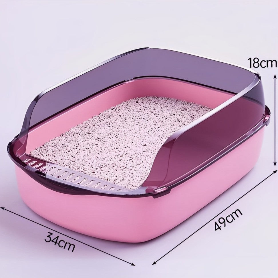 Anti-splash cat litter tray for a tidy environment