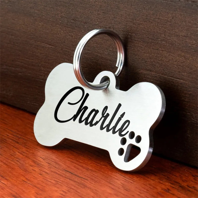 get your Personalized Pet Tag with engraved pet name, address, and phone number. Durable stainless steel, customizable design, and anti-lost functionality.