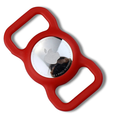 Silicone AirTag case for GPS tracking on pet collars red