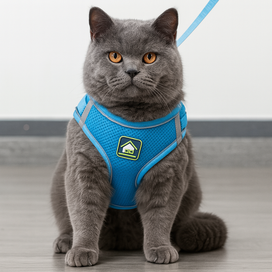 Adjustable escape-proof cat harness with matching leash for secure 