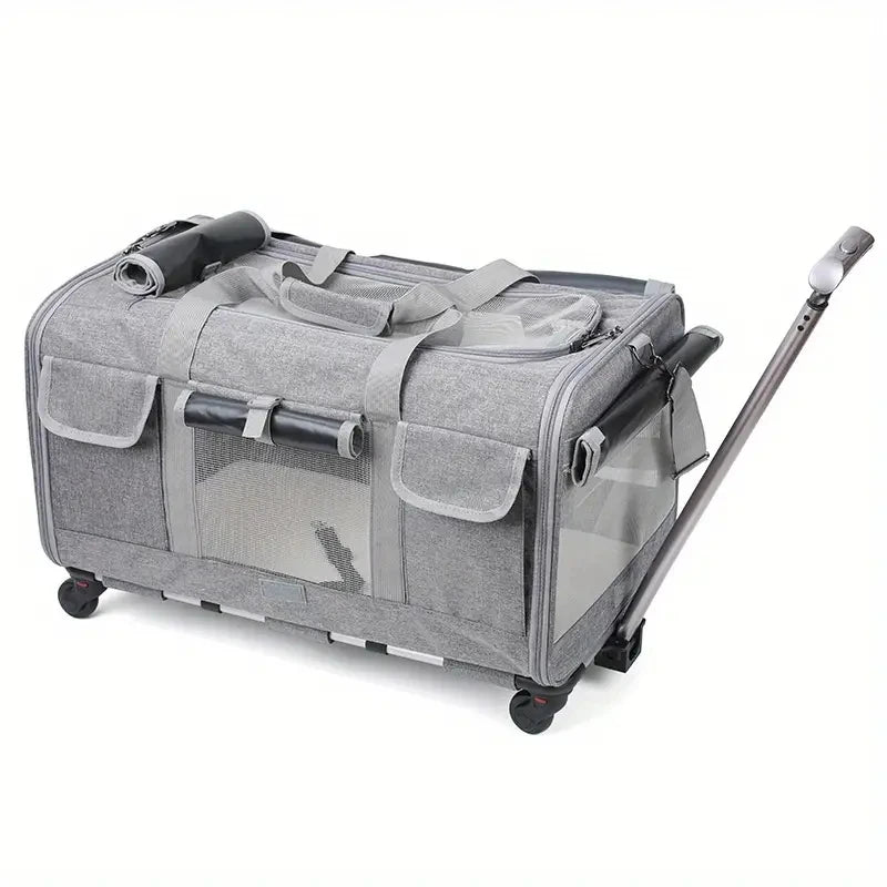 large cat travel carrier color gray